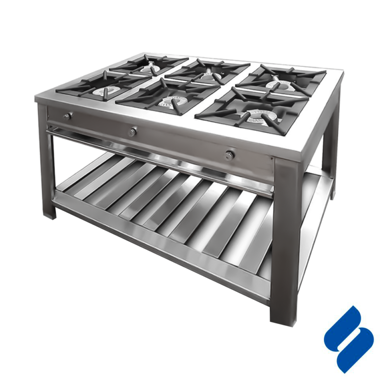cocina industrial de 6 hornillas en acero inoxidable- muebles de acero inoxidable - sagama inox