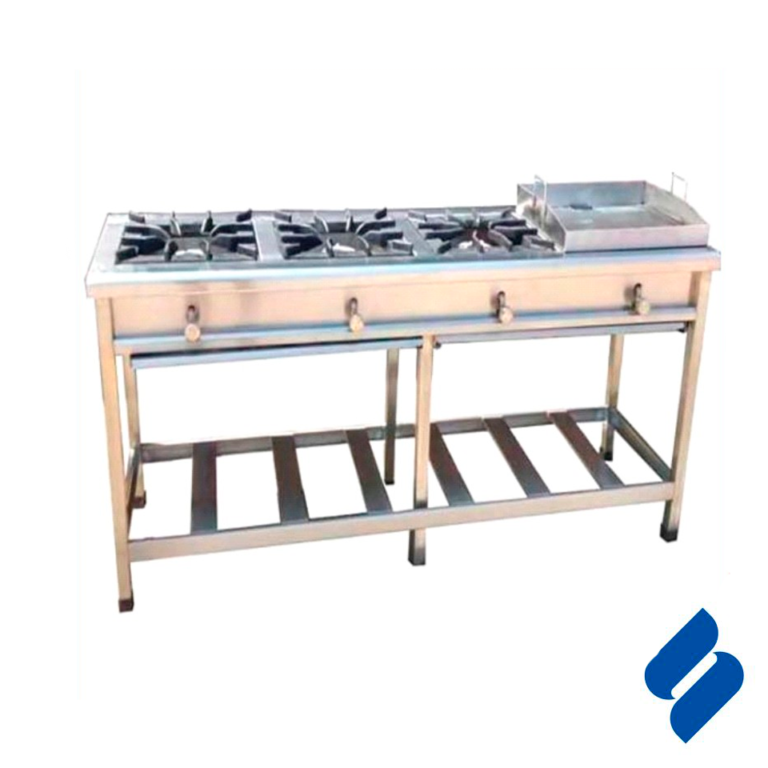 cocina 4 hornillas más plancha - muebles de acero inoxidable