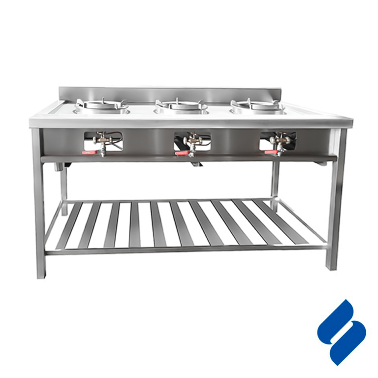 cocinas industrial 3 hornillas a gas - mobiliario gastronómico - sagama inox - muebles de acero inoxidable